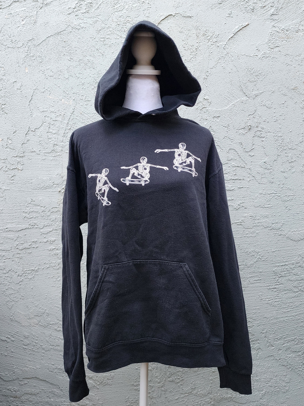 Artist Union Skateboarding Skeletons Graphic Hoodie Black Pullover [M]